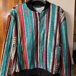 Vibrant Striped Bomber Jacket